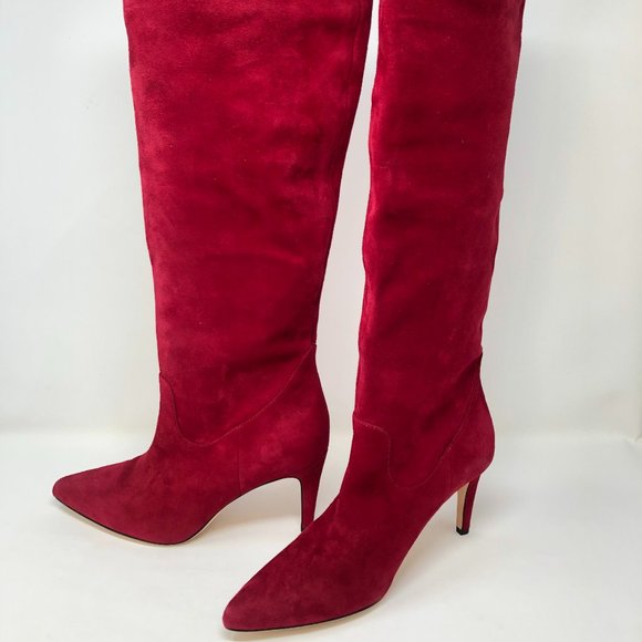 Via Spiga V-Garance Cerise Red Suede Women's Boots - Picture 10 of 11